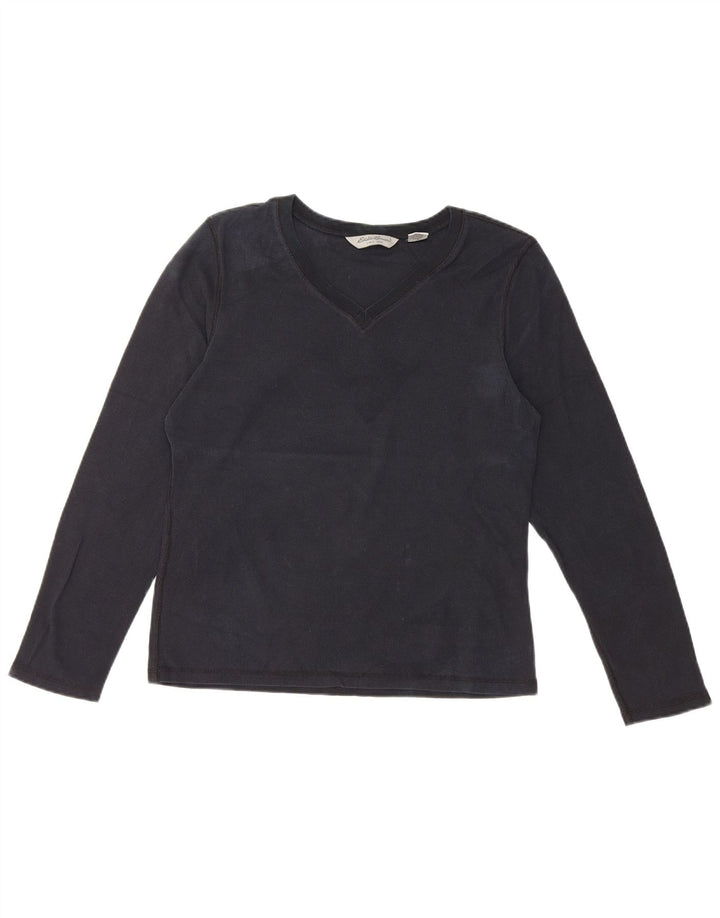 EDDIE BAUER Damen Top Langarm UK 14 Medium Schwarz Baumwolle