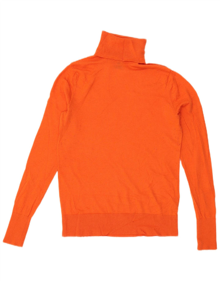 Massimo Dutti Womens Roll Neck Jumper Sweater UK 10 Small Orange Wool