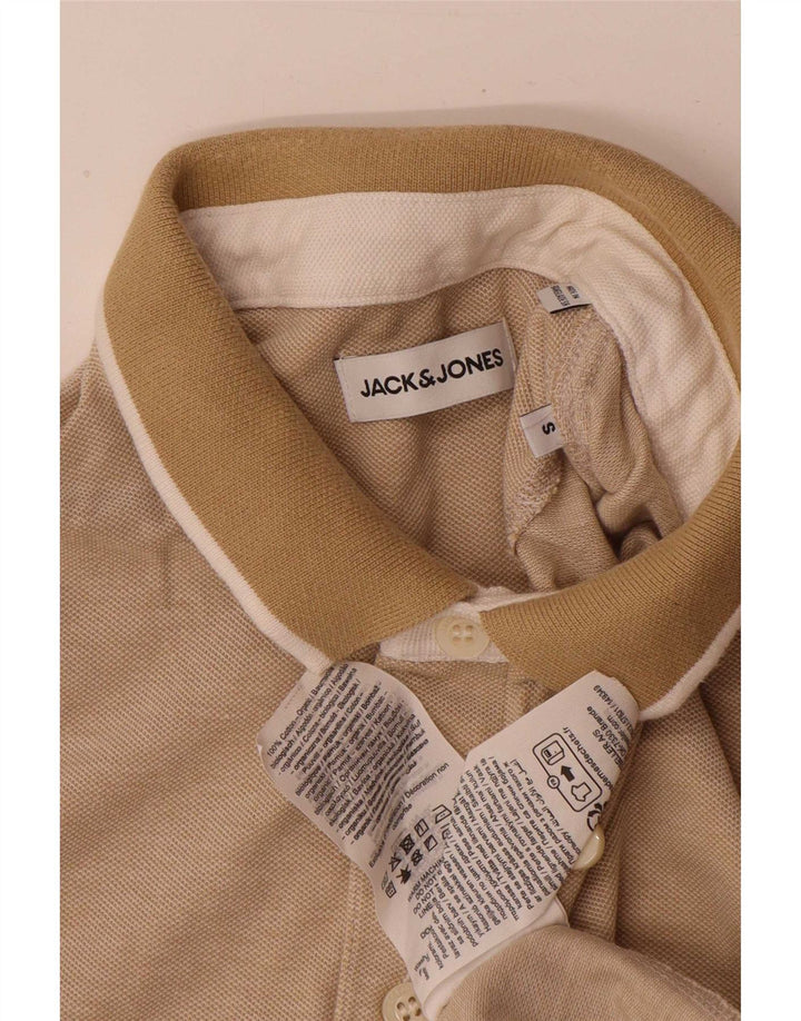 Jack & Jones Mens Polo Shirt Small Beige Cotton