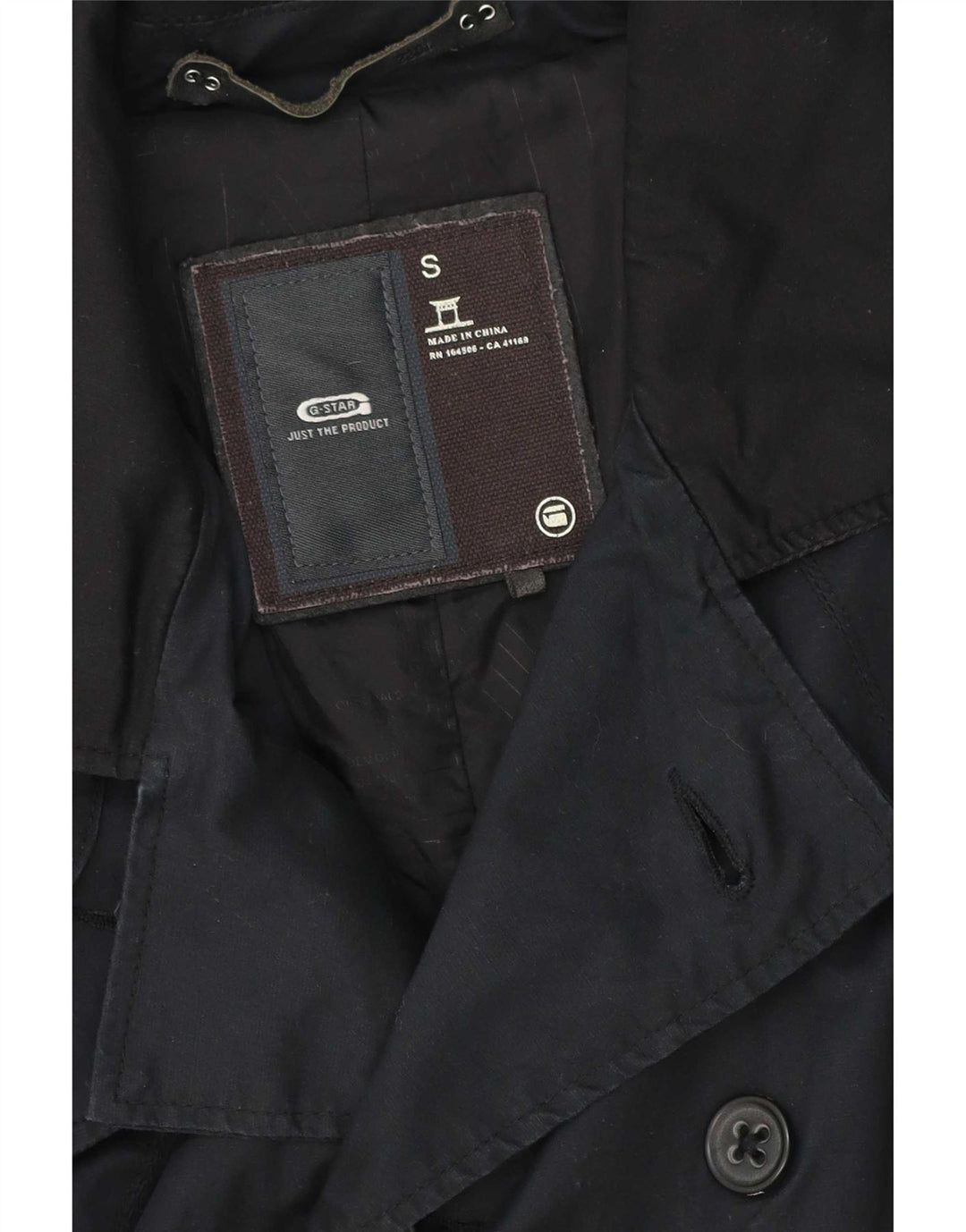 G-Star Mens Double Breasted Trench Coat UK 36 Small Navy Blue