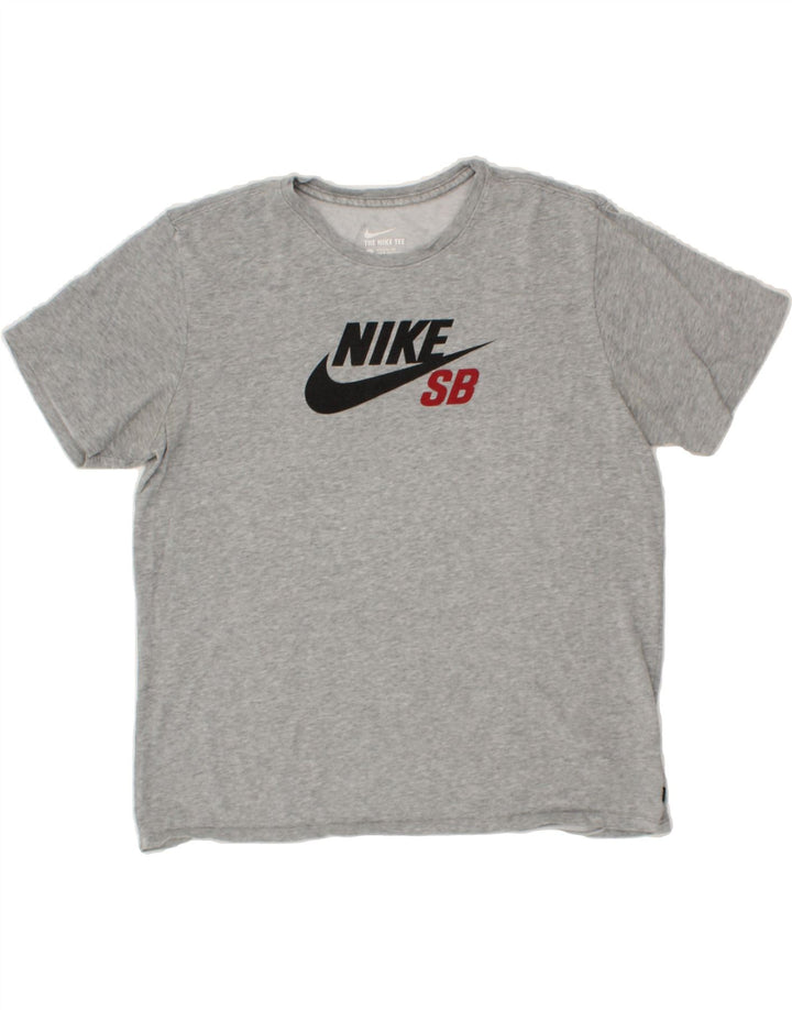 NIKE Womens Athletic Cut Graphic T-Shirt Top Large Grey Cotton Vintage Nike and Second-Hand Nike from Messina Hembry 