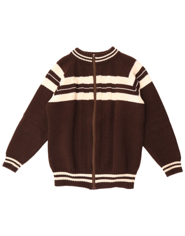Vintage Mens Cardigan Sweater Small Brown Striped