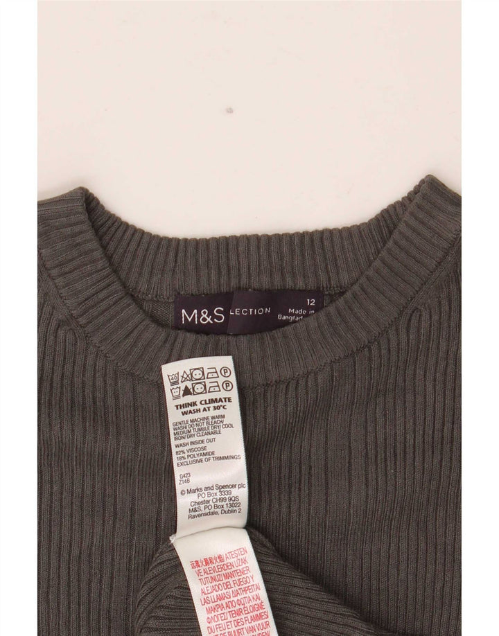 Marks & Spencer Womens Blouse Top UK 12 Medium Grey Viscose