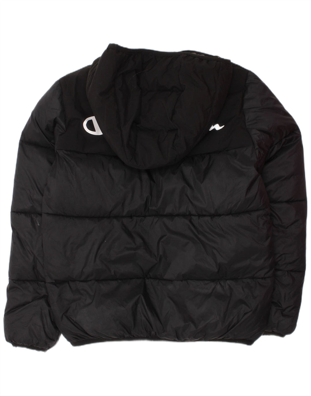 Champion Boys Graphic Hooded Padded Jacket 9-10 Years Medium Black