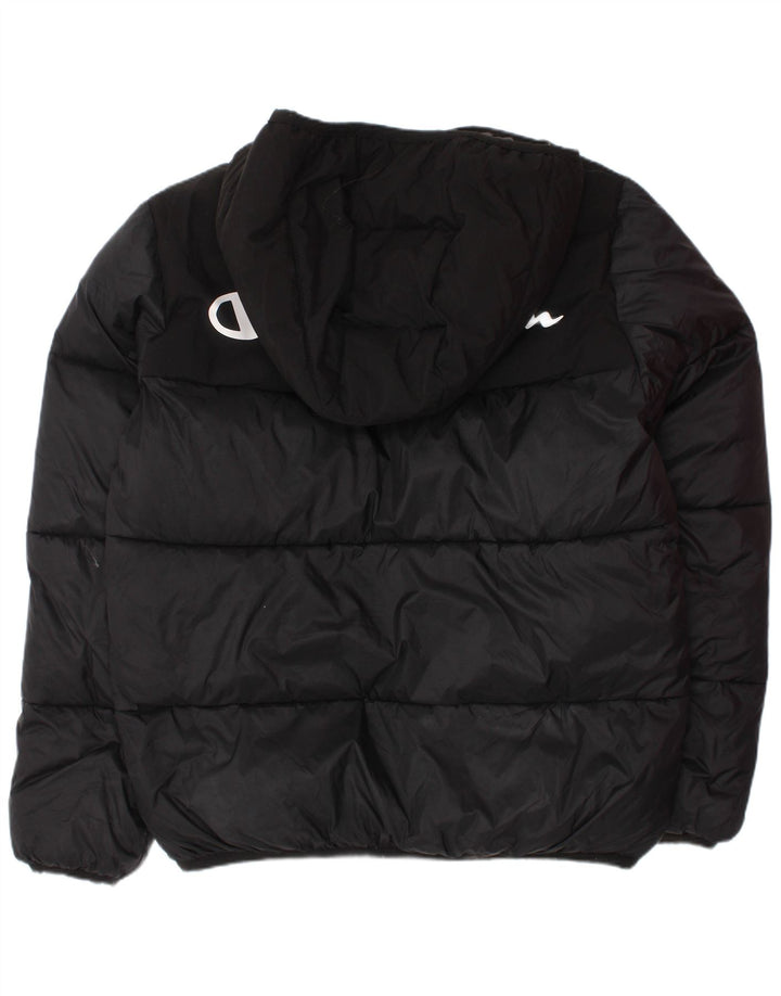Champion Boys Graphic Hooded Padded Jacket 9-10 Years Medium Black