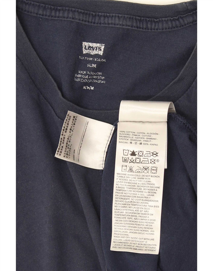 Levi's Mens Slim Fit T-Shirt Top Medium Navy Blue Cotton