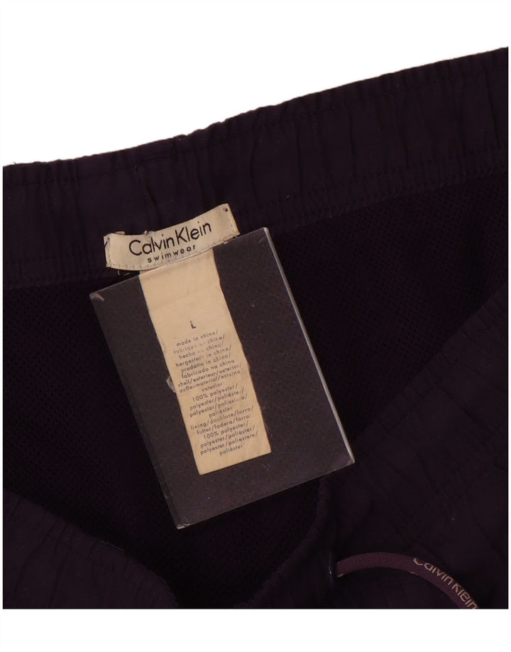 CALVIN KLEIN Mens Graphic Swimming Shorts Large  Purple Polyester
