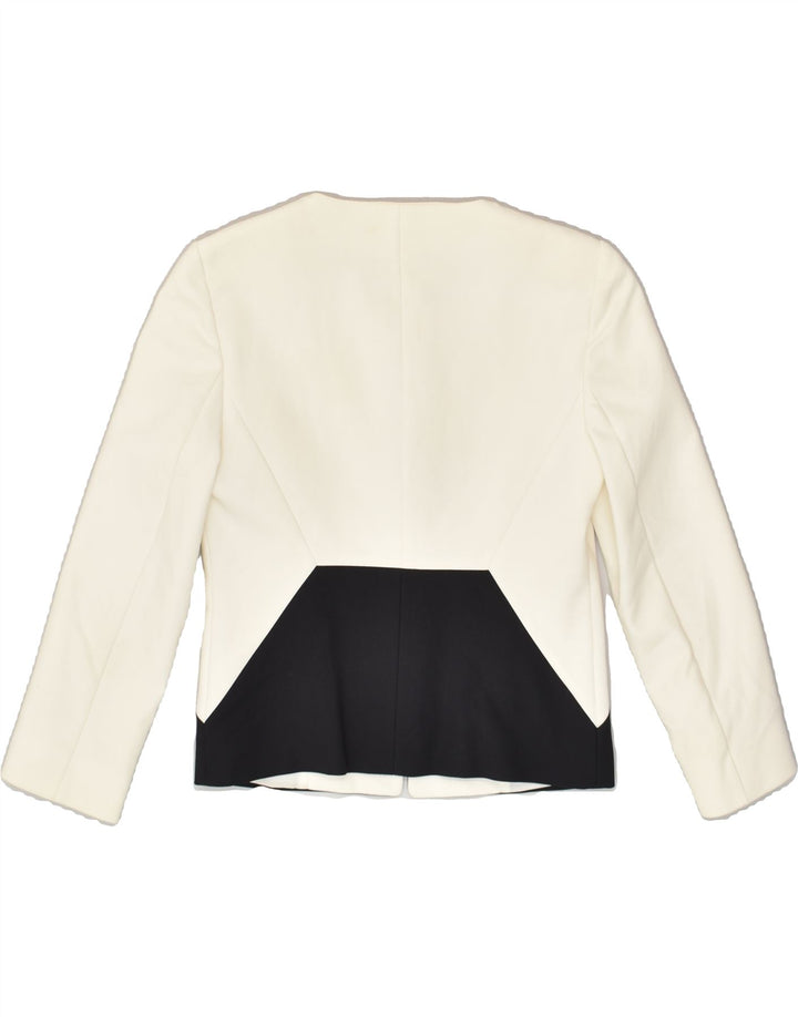 MARELLA Womens Blazer Jacket UK 8 Small Off White Colourblock Cotton | Vintage Marella | Thrift | Second-Hand Marella | Used Clothing | Messina Hembry 