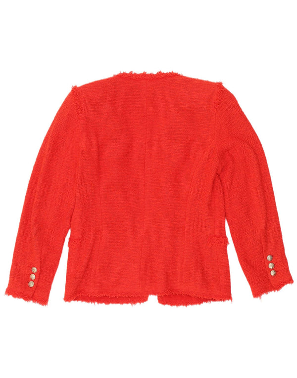 Jaqueta Zara Womens Open Blazer UK 10 Pequeno Vermelho