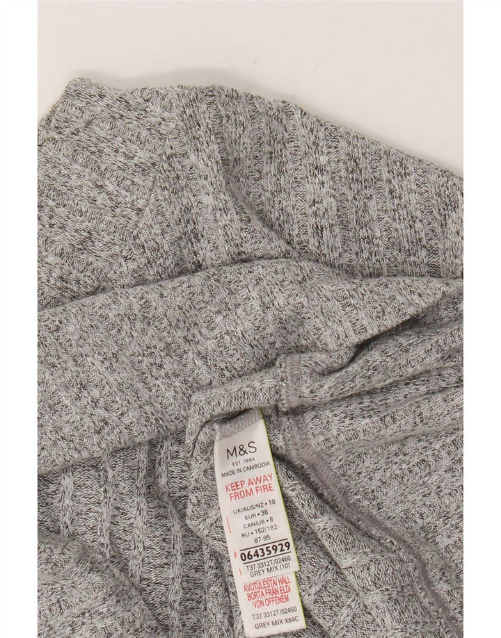 Marks & Spencer Womens Crew Neck Jumper Sweater UK 10 Small Grey Flecked