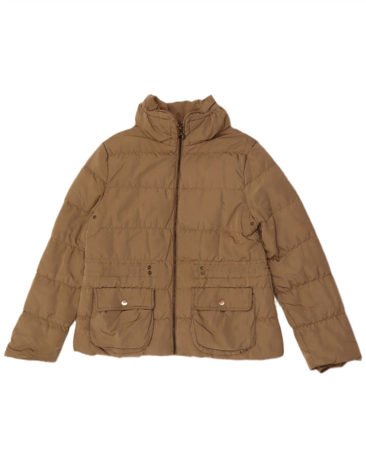 Zara Dame Polstret Jakke UK 18 XL Beige Polyester