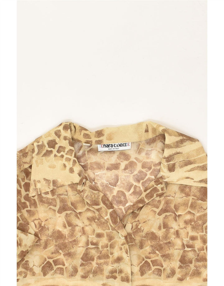 ENARA CAMICECE Womens Short Sleeve Shirt UK 14 Large Brown Animal Print | Vintage Enara Camicece | Thrift | Second-Hand Enara Camicece | Used Clothing | Messina Hembry 