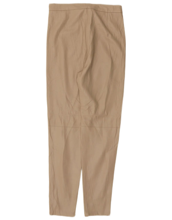 Zara Womens High Waist Slim Faux Leather Trousers Medium W28 L27 Beige