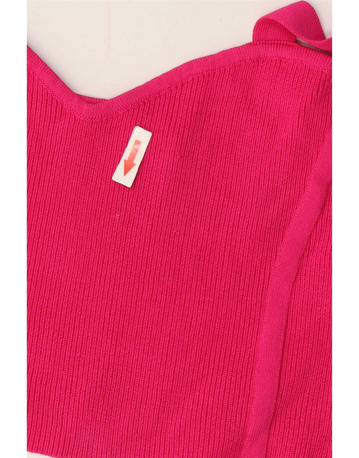 Zara Γυναικείο Knit Crop Top UK 12 Medium Pink Nylon