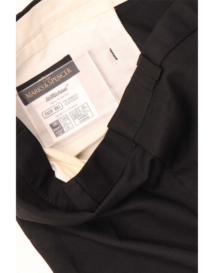 Pantaloni chino dritti da uomo Marks & Spencer W38 L29 poliestere nero