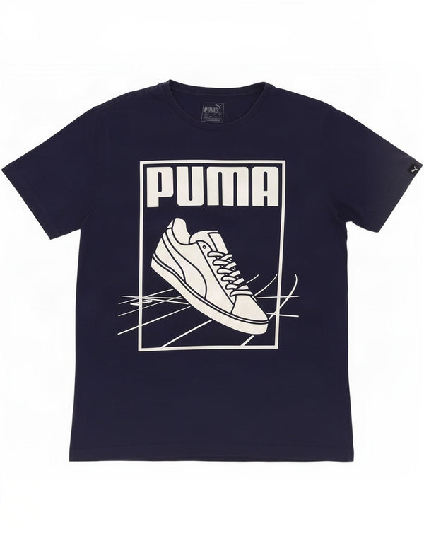 Puma Herre grafisk T-shirt Top Medium Marineblå Bomuld