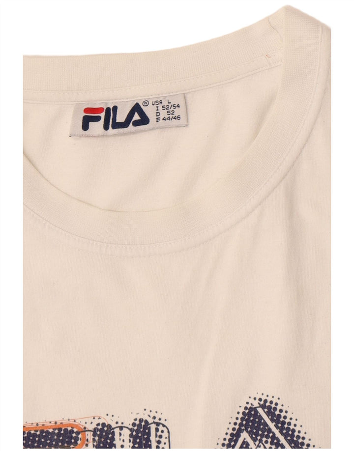 Fila Mens Graphic T-Shirt Top Large White