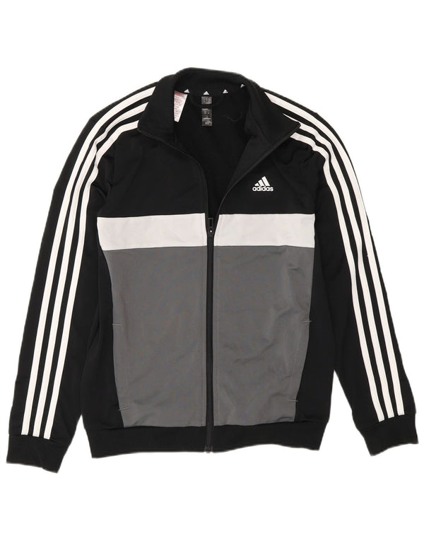 Giacca da tuta da ragazzo Adidas 11-12 anni in poliestere color block nero