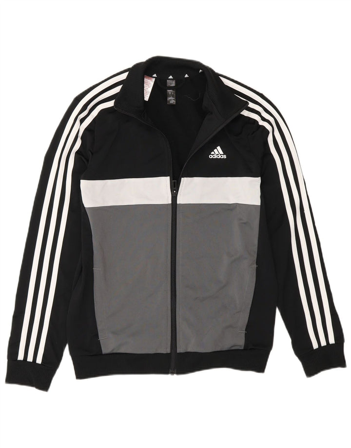 Giacca da tuta da ragazzo Adidas 11-12 anni in poliestere color block nero
