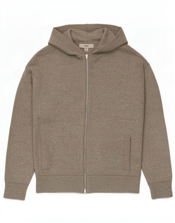 Damski sweter rozpinany z kapturem Marks & Spencer UK 14, średnioszara wiskoza