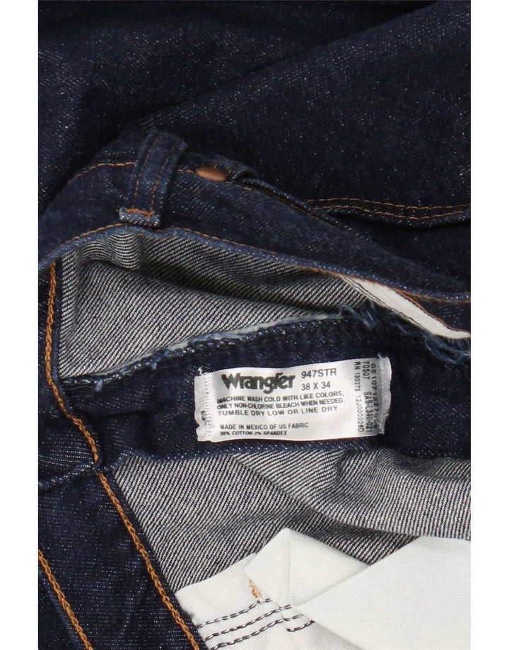 Wrangler Mens Straight Jeans W38 L34 Navy Blue Cotton