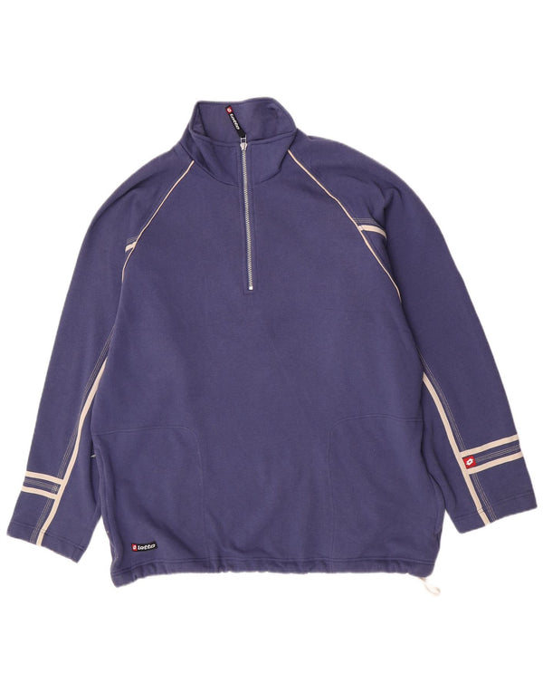 Pulover pentru bărbați Lotto cu fermoar și gât UK 42/44 XL Bumbac albastru