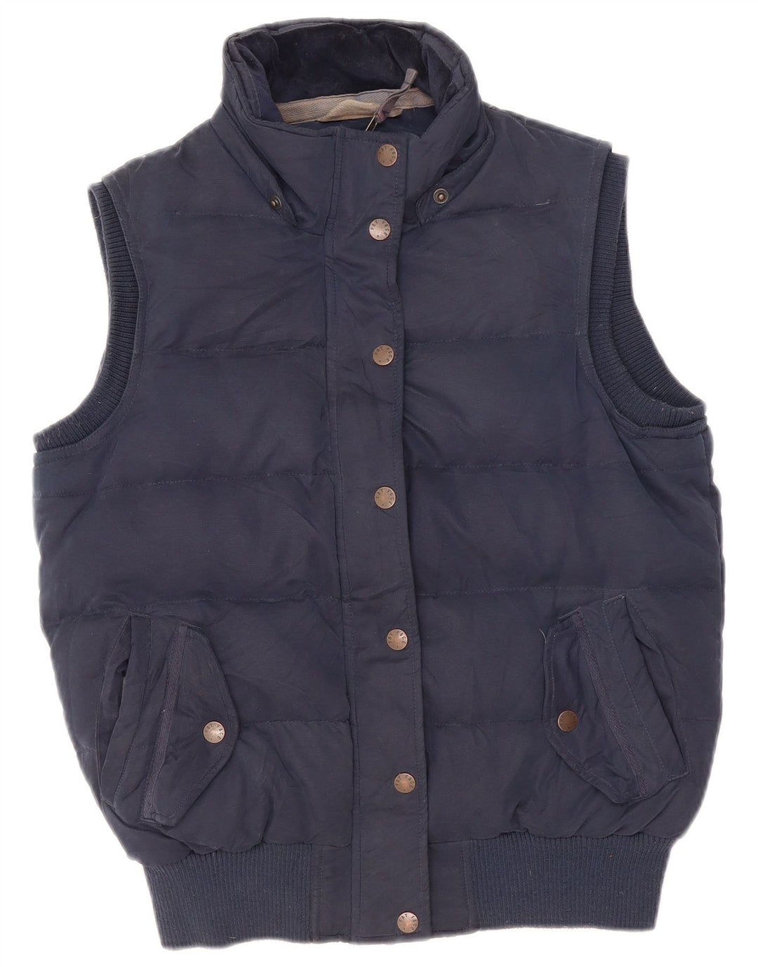 Fat Face Dame Sherpa Polstret Gilet UK 12 Medium Navy Blue Polyester