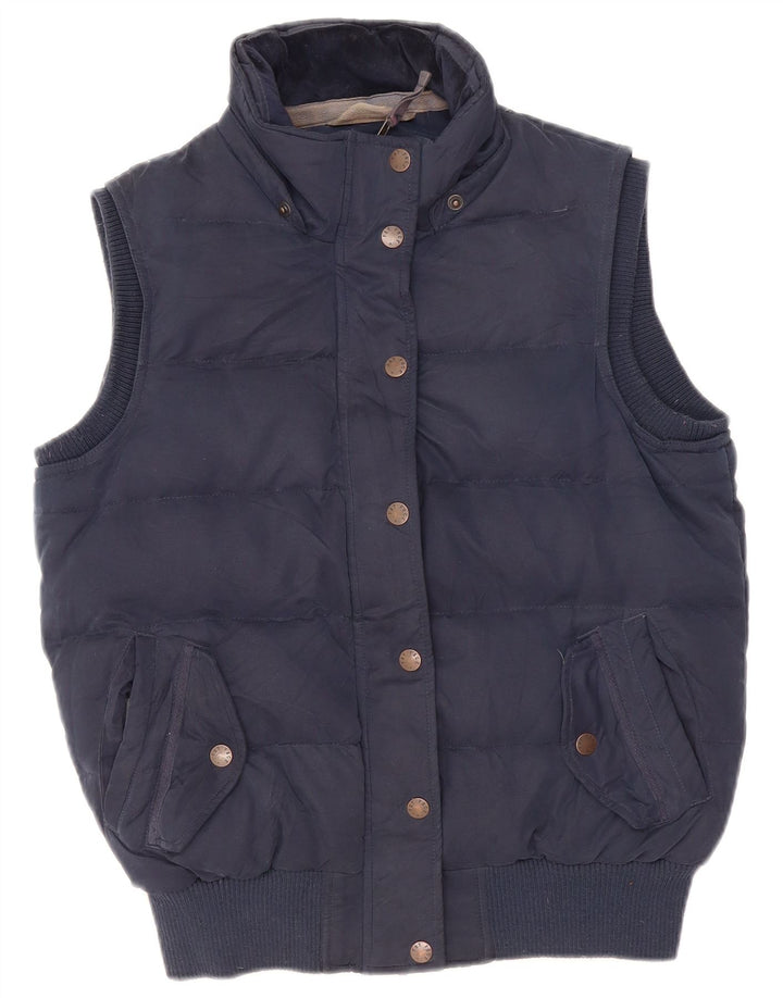 Fat Face Dame Sherpa Polstret Gilet UK 12 Medium Navy Blue Polyester