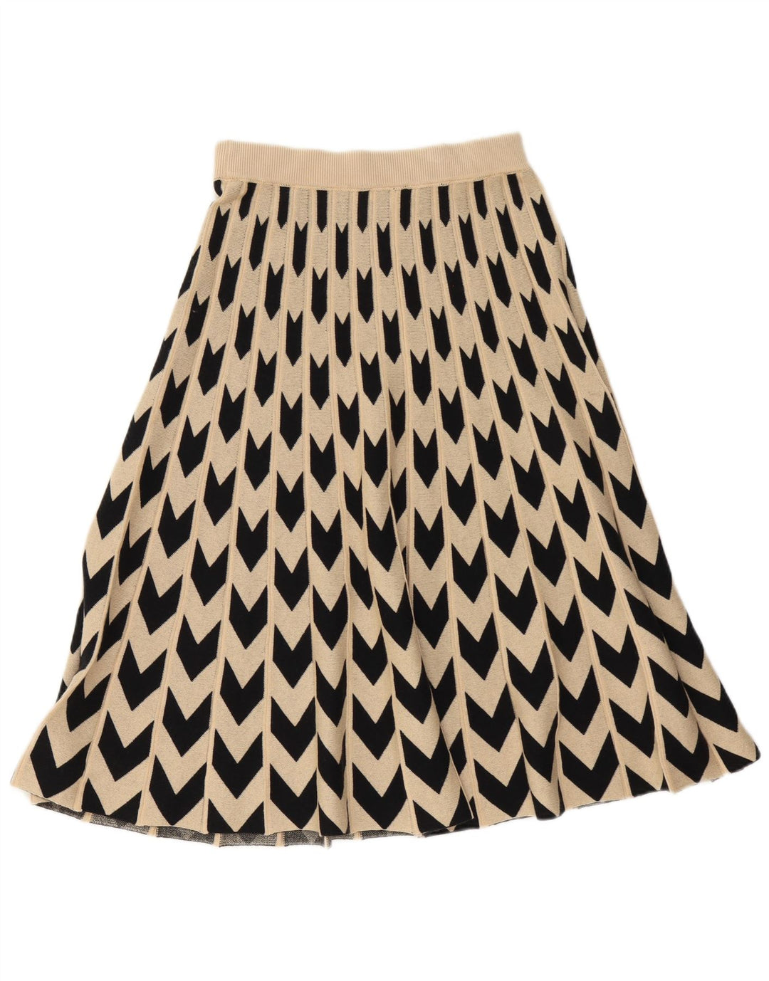 HUGO BOSS Femme Jupe évasée en tricot Medium W30 Laine géométrique beige