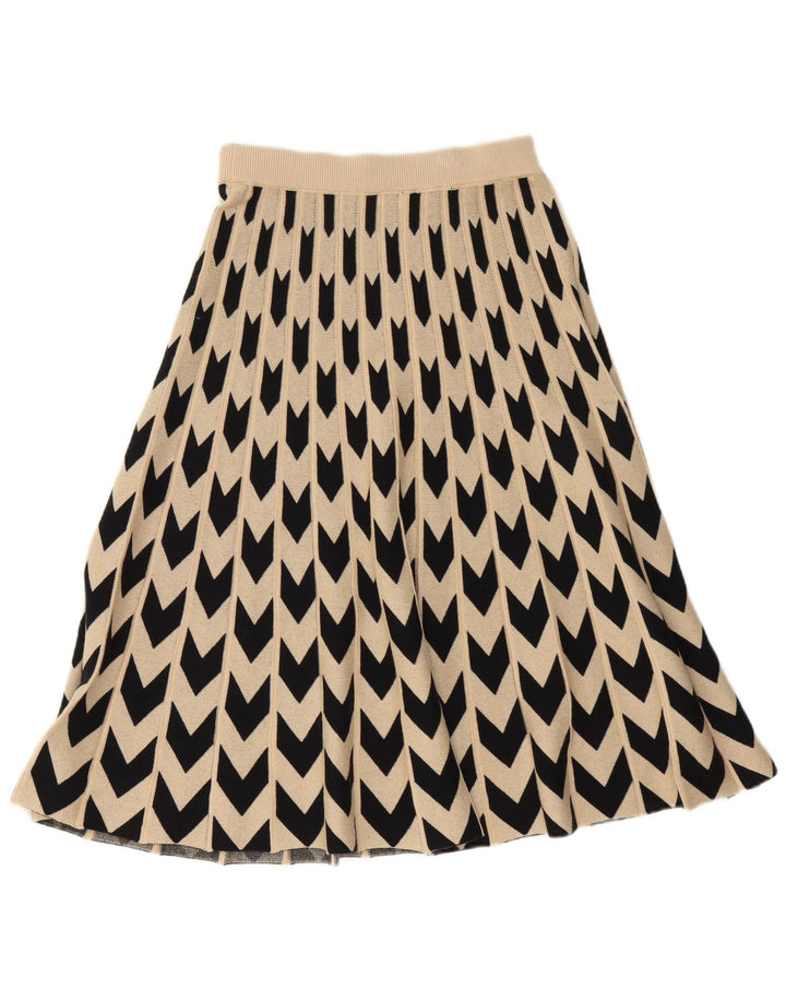 HUGO BOSS Femme Jupe évasée en tricot Medium W30 Laine géométrique beige