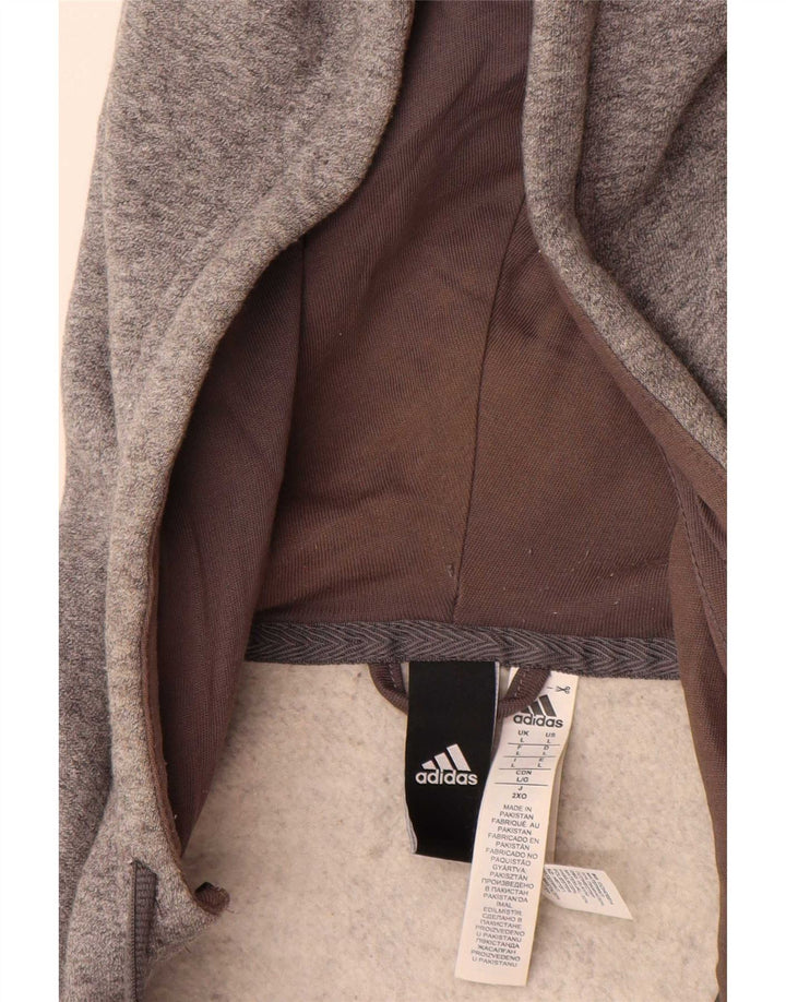Adidas Mens Zip Hoodie Sweater Large Grey Cotton
