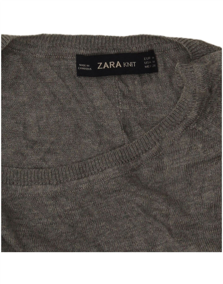 Zara Womens Boat Neck Jumper Sweater UK 14 Medium Grey