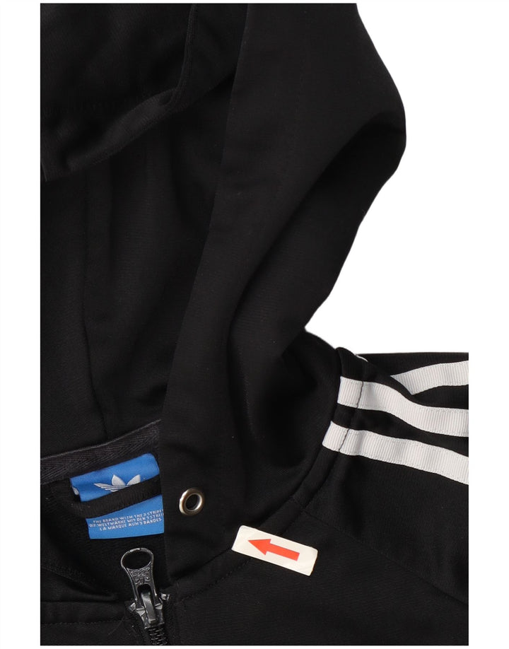Maglione con cappuccio e zip grafica da donna Adidas UK 12 poliestere nero medio