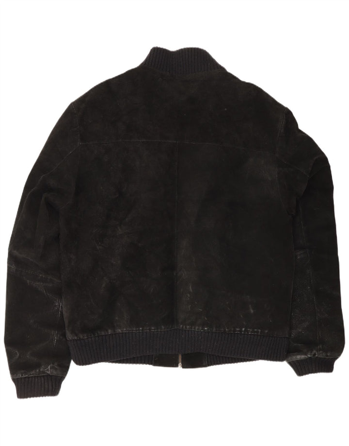 Vintage herre ruskind bomberjakke UK 42 XL sort læder