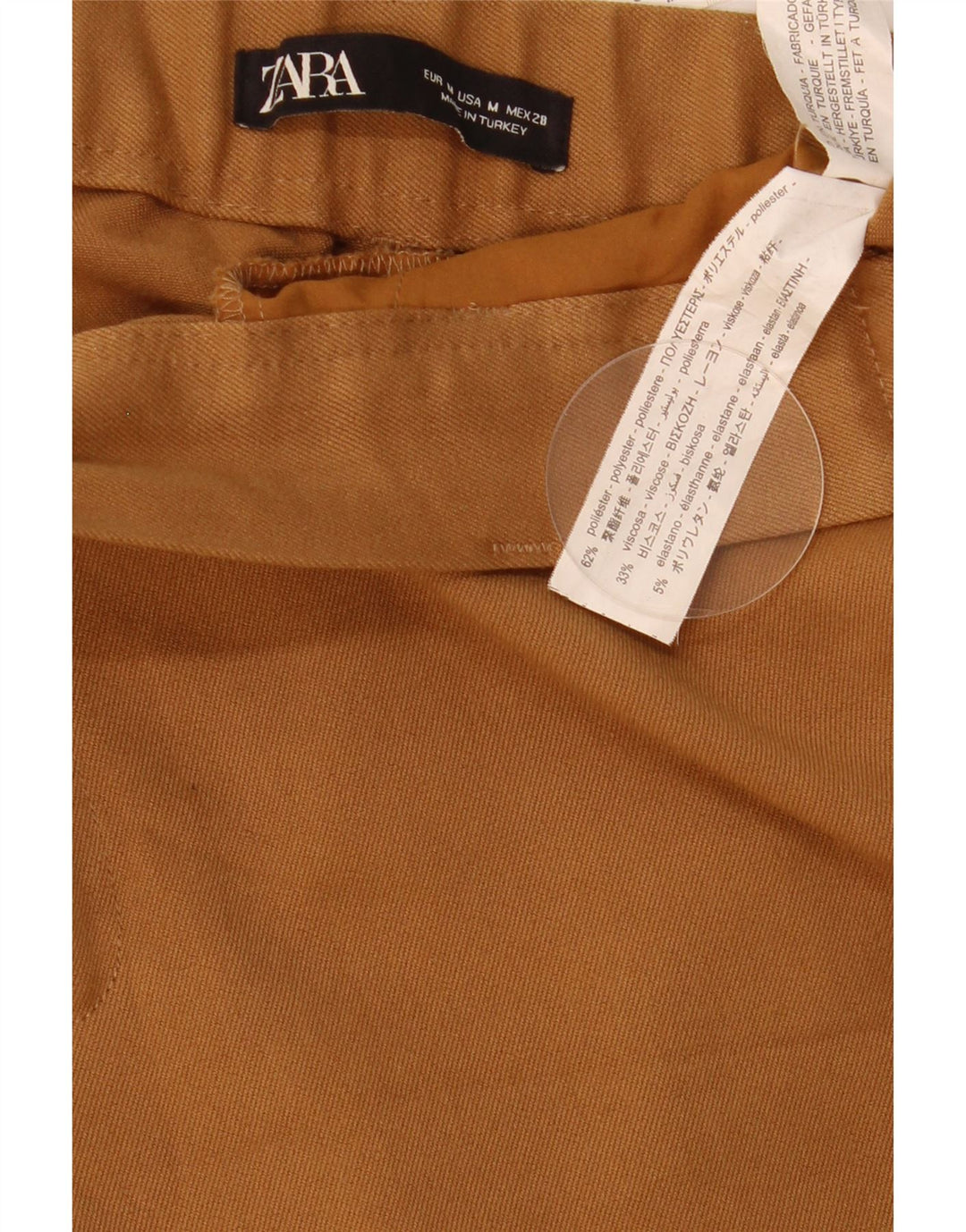 Zara Dame Slim Cropped Trousers Medium W28 L25 Brun Polyester