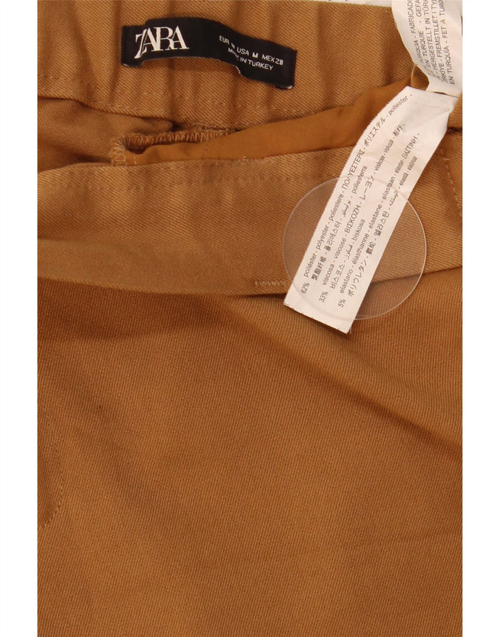 Zara Dame Slim Cropped Trousers Medium W28 L25 Brun Polyester