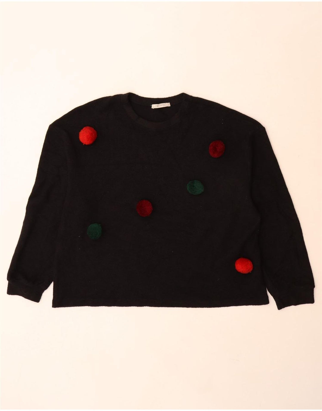 Zara Dame Oversized Sweatshirt Jumper UK 10 Small Black Polka Dot