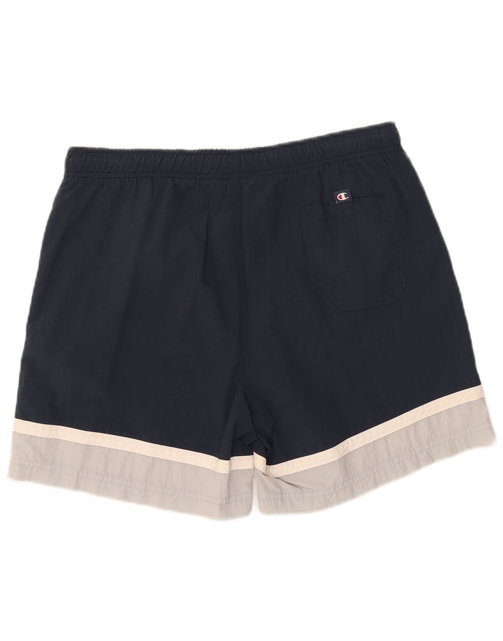 CHAMPION Mens Swimming Shorts Large  Navy Blue Colourblock