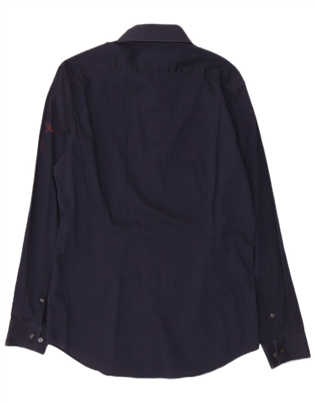 Calvin Klein Mens Fitted Shirt Size 39 15 1/2 Medium Navy Blue Cotton
