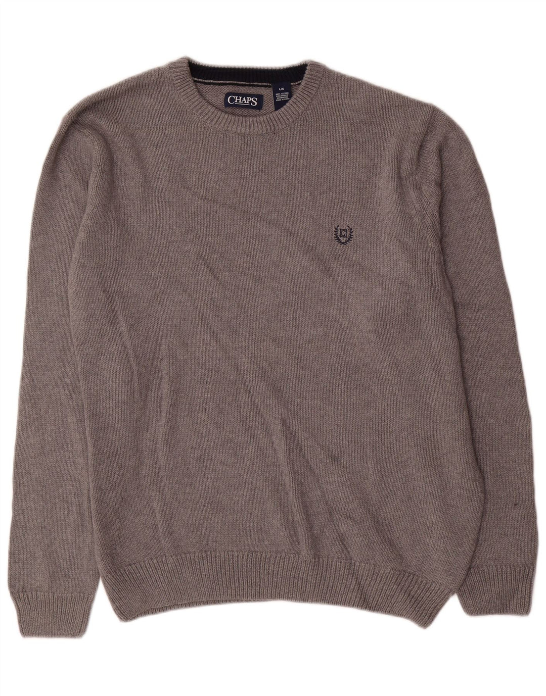 CHAPS Mens Crew Neck Jumper Sweater Large Grey Cotton