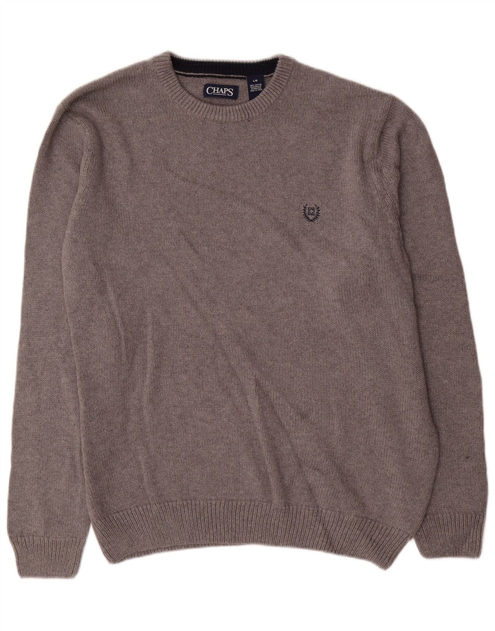 CHAPS Mens Crew Neck Jumper Sweater Large Grey Cotton