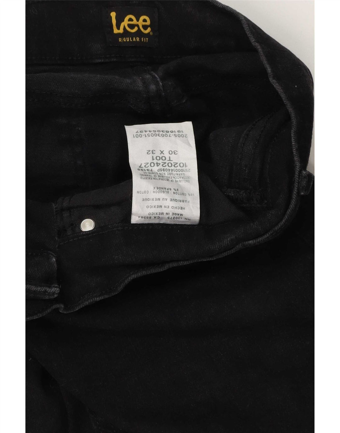 Lee Mens Regular Fit Straight Jeans W30 L32 Black Cotton