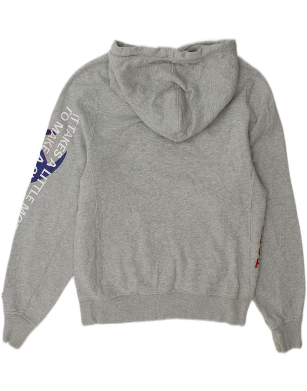 Champion Mens Graphic Hoodie Jumper Small Grey Flecked Cotton