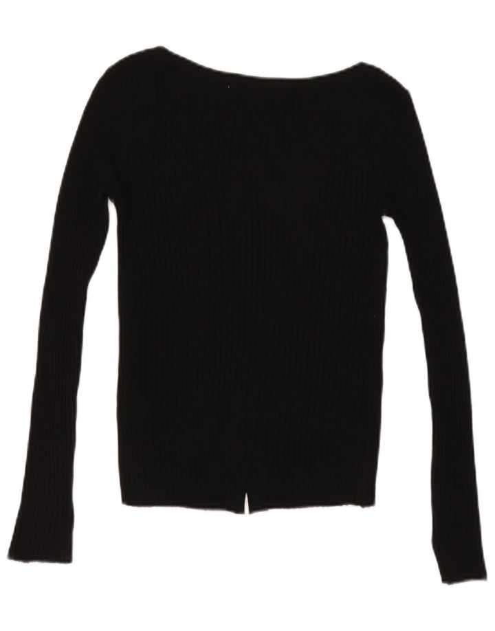 Zara Womens Cardigan Sweater UK 8 Small Black Acrylic