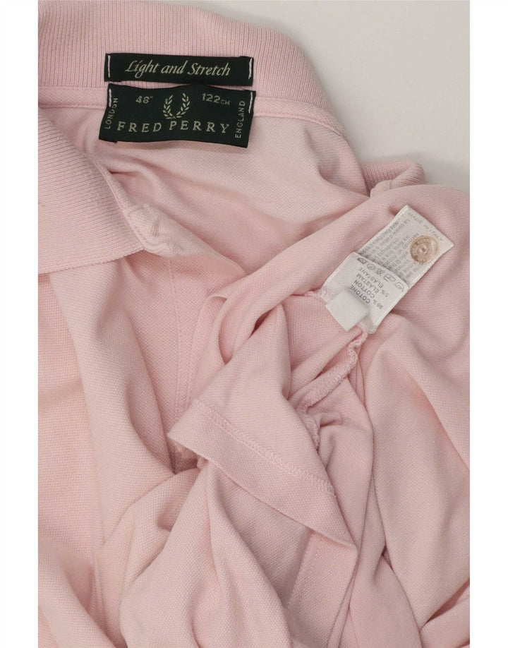 Fred Perry Mens Polo Shirt Large Pink Striped Cotton