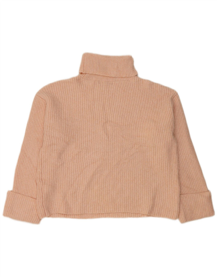 Marks & Spencer Womens Oversized Roll Neck Jumper Sweater UK 14 Medium Pink