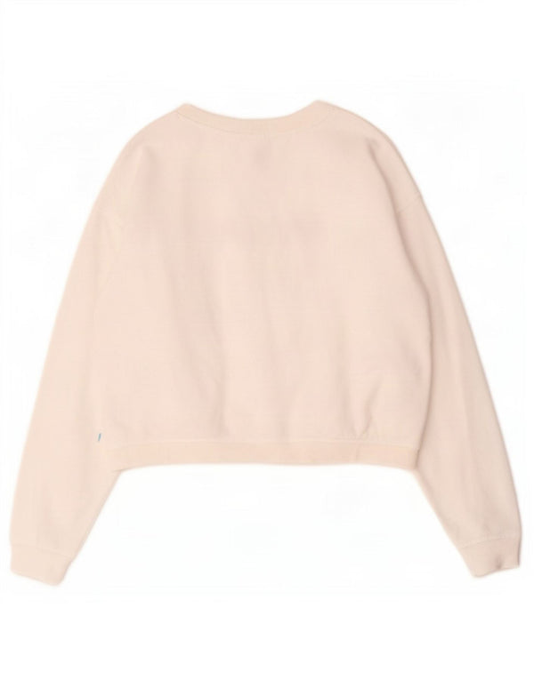 Roxy Womens Oversized Crop Graphic Sweatshirt Jumper UK 10 Small White