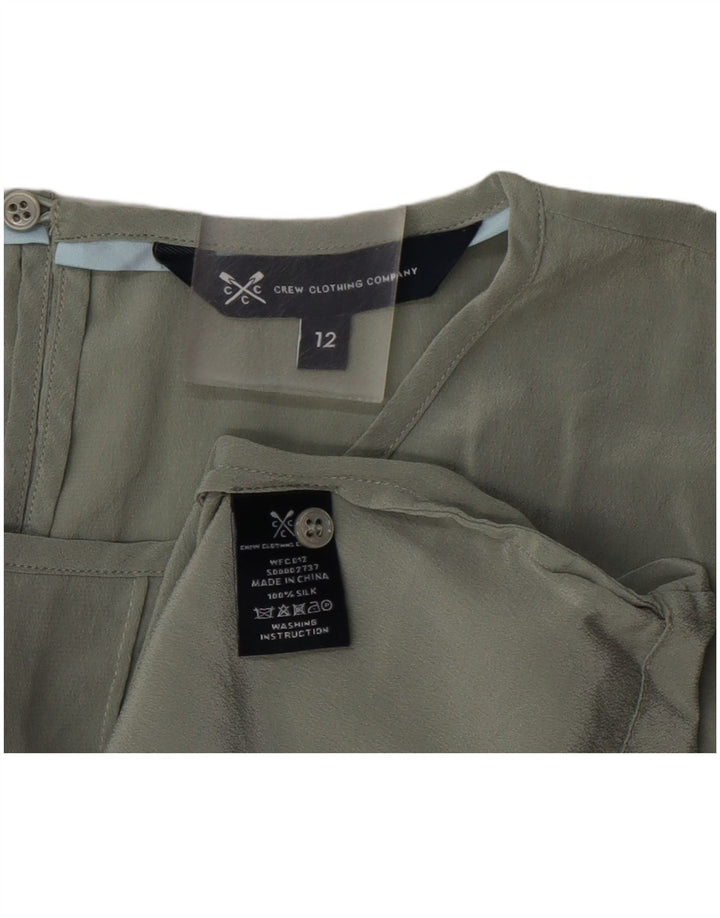 Crew Clothing Womens Blouse Top UK 12 Medium Green Silk