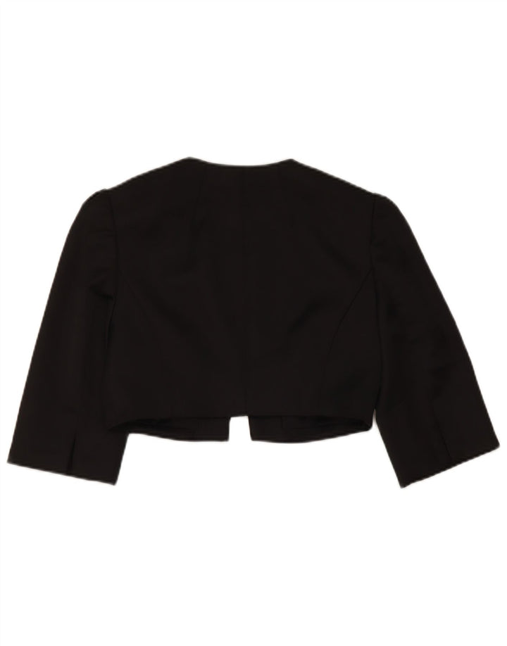 Jachetă Bolero pentru femei Coastă cu mâneci 3/4 UK 8, poliester negru mic