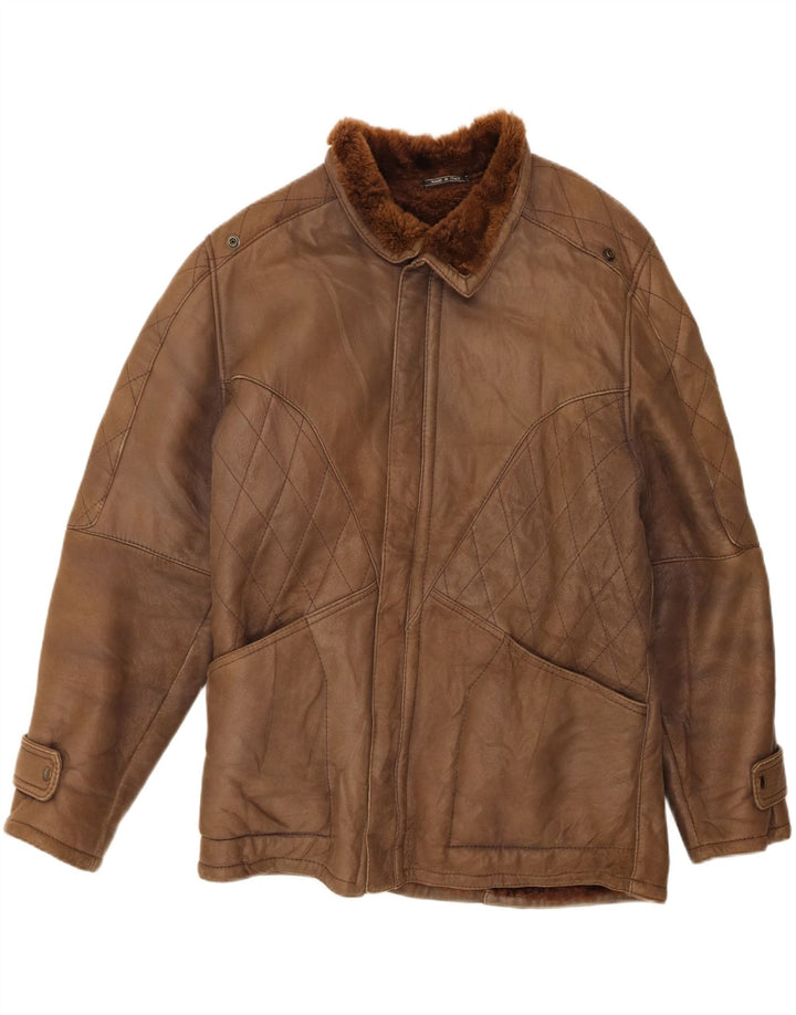 Giacca in shearling vintage da uomo IT 50 Shearling marrone grande